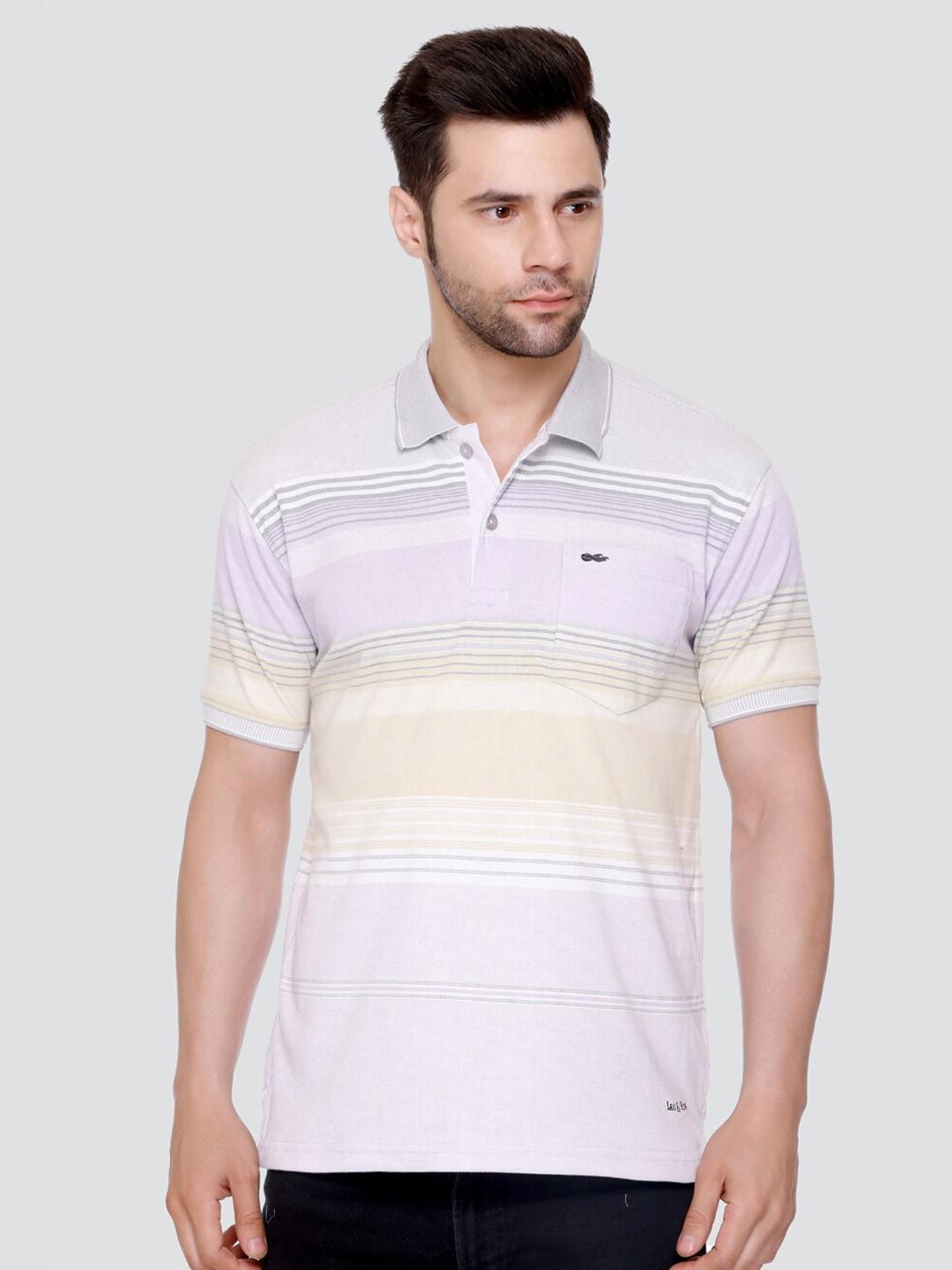 lead & ride striped polo collar cotton t-shirt