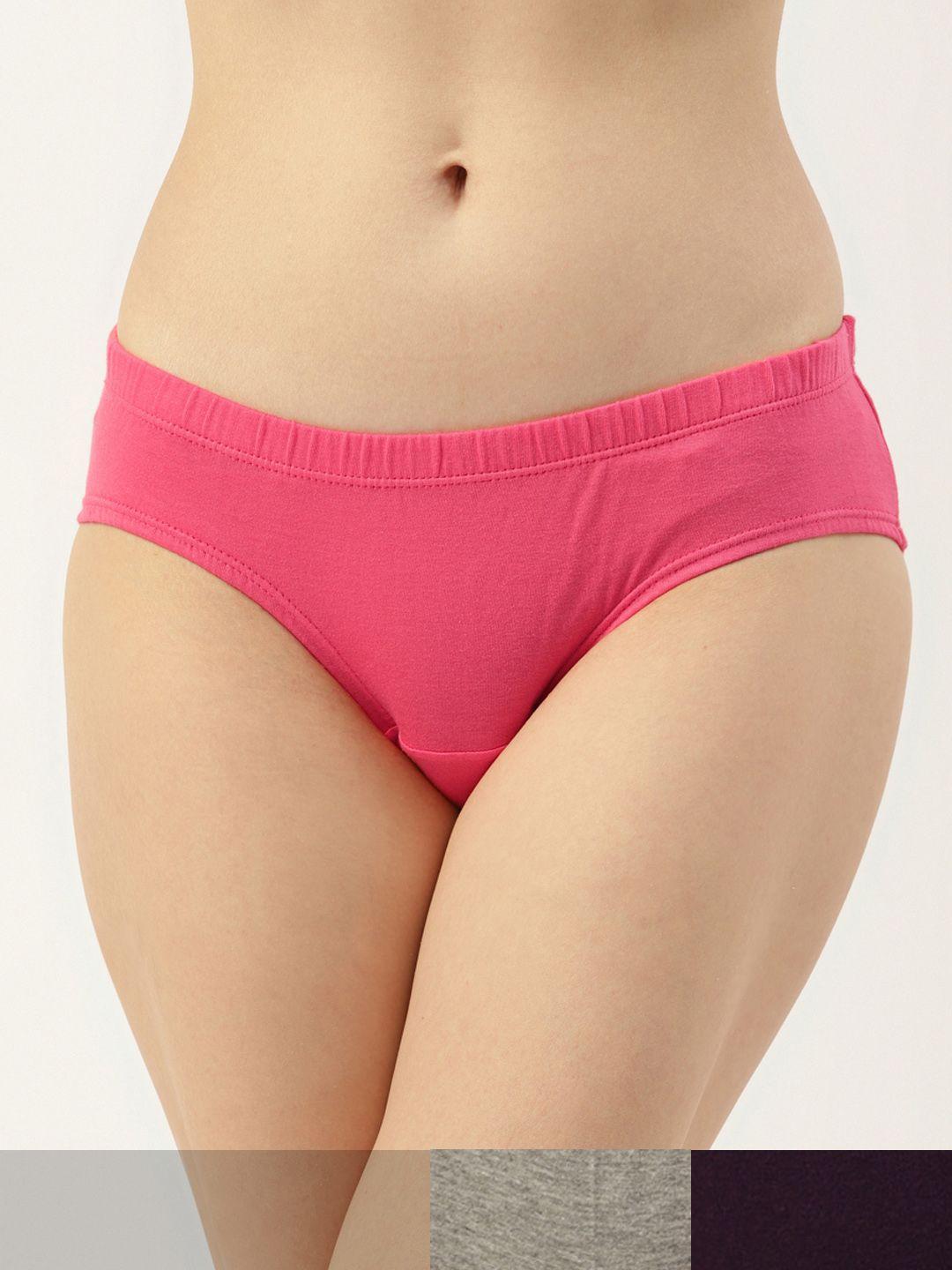 leading lady women pack of 3 solid mid-rise hipster briefs hip-9023-3