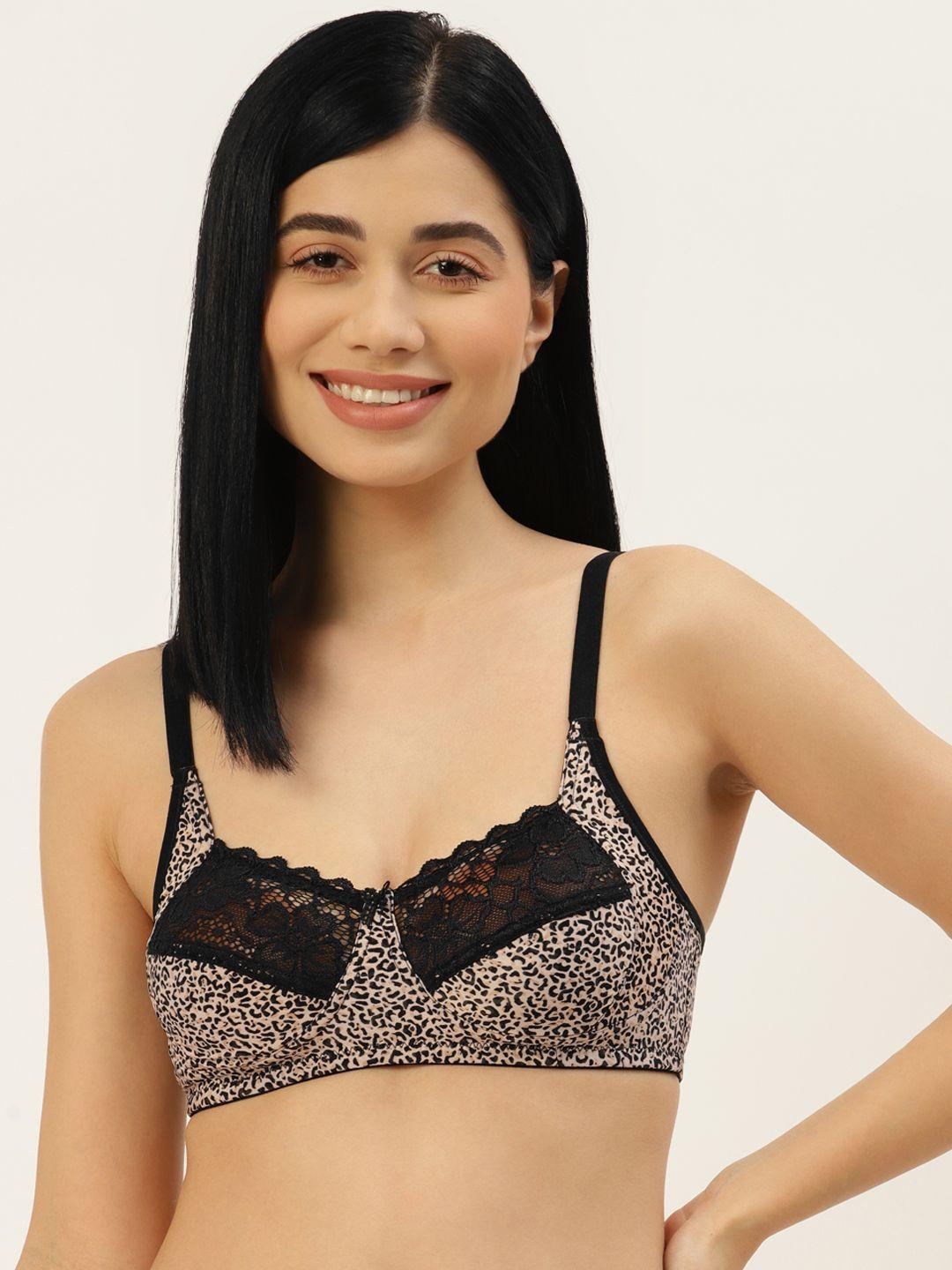 leading lady beige & black floral bra