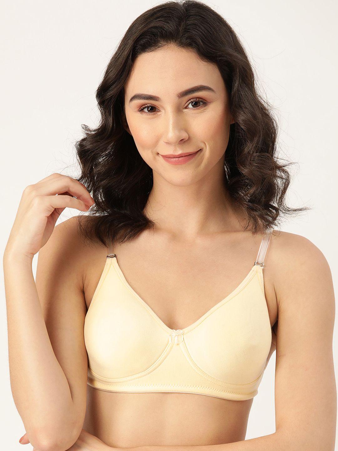 leading lady beige solid non-wired non padded t-shirt bra