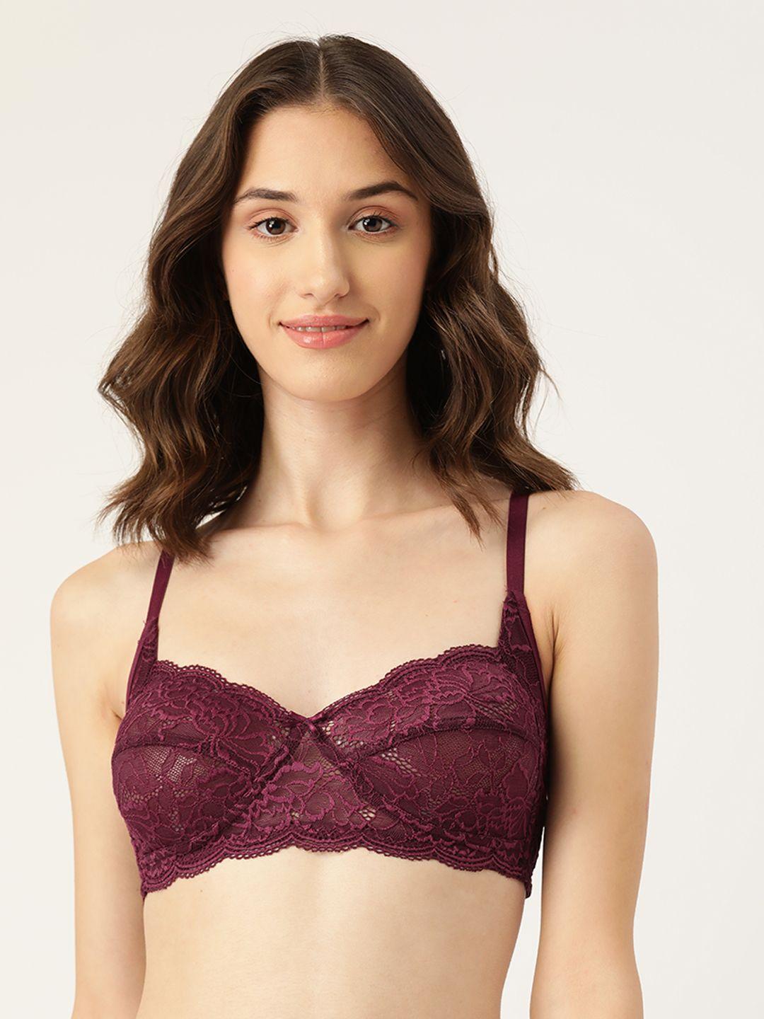 leading lady maroon floral lace bra ll-1027-wine