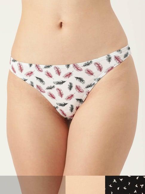 leading lady multicolor floral print thongs panty (pack of 3)