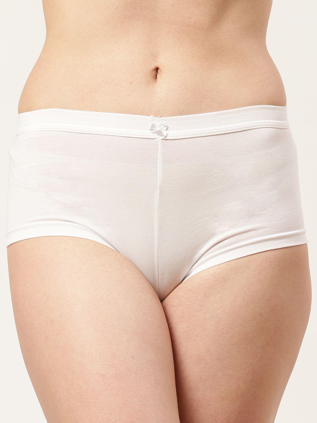 leading lady white high-rise solid boy shorts
