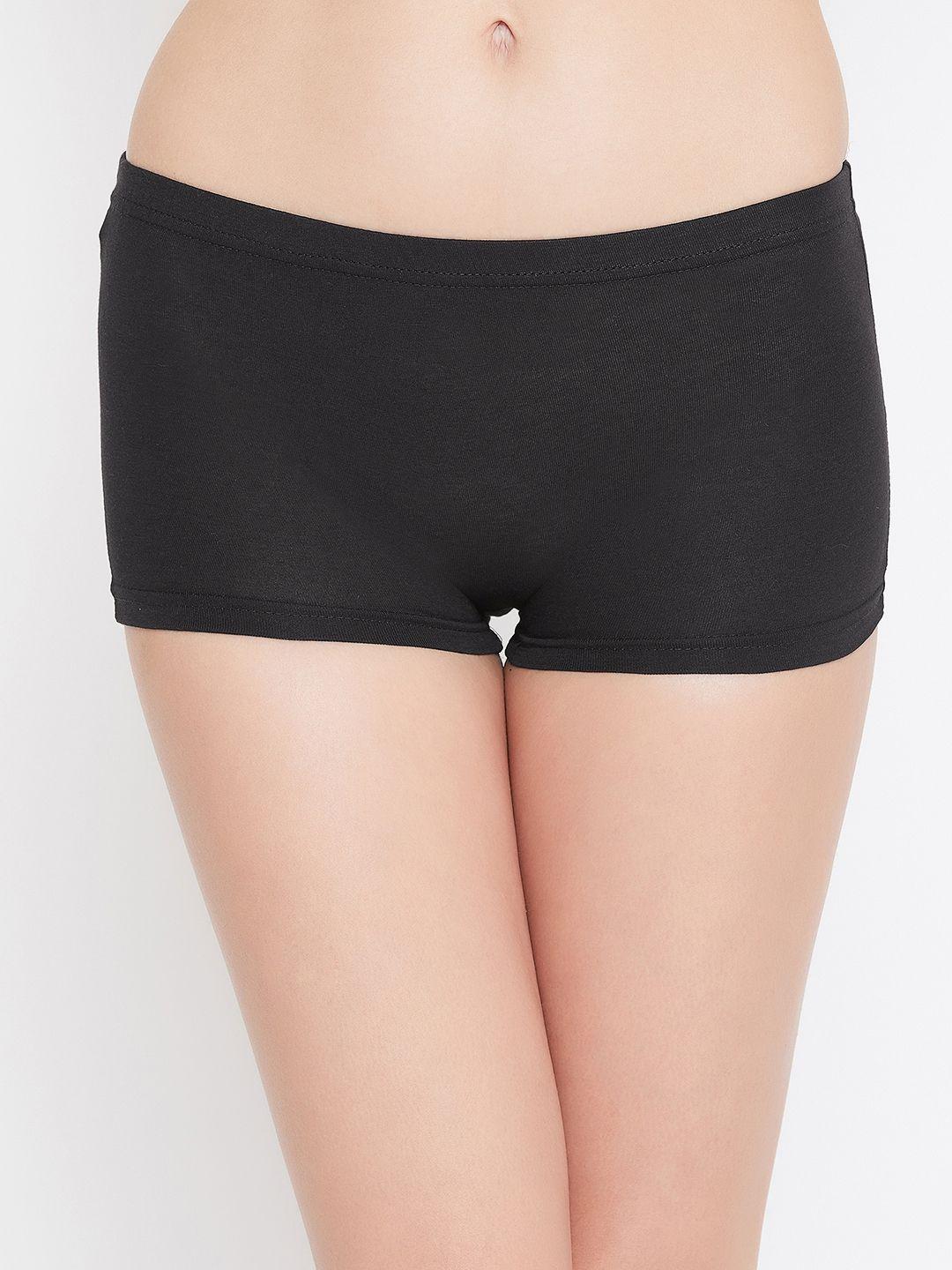 leading lady women black solid boy shorts