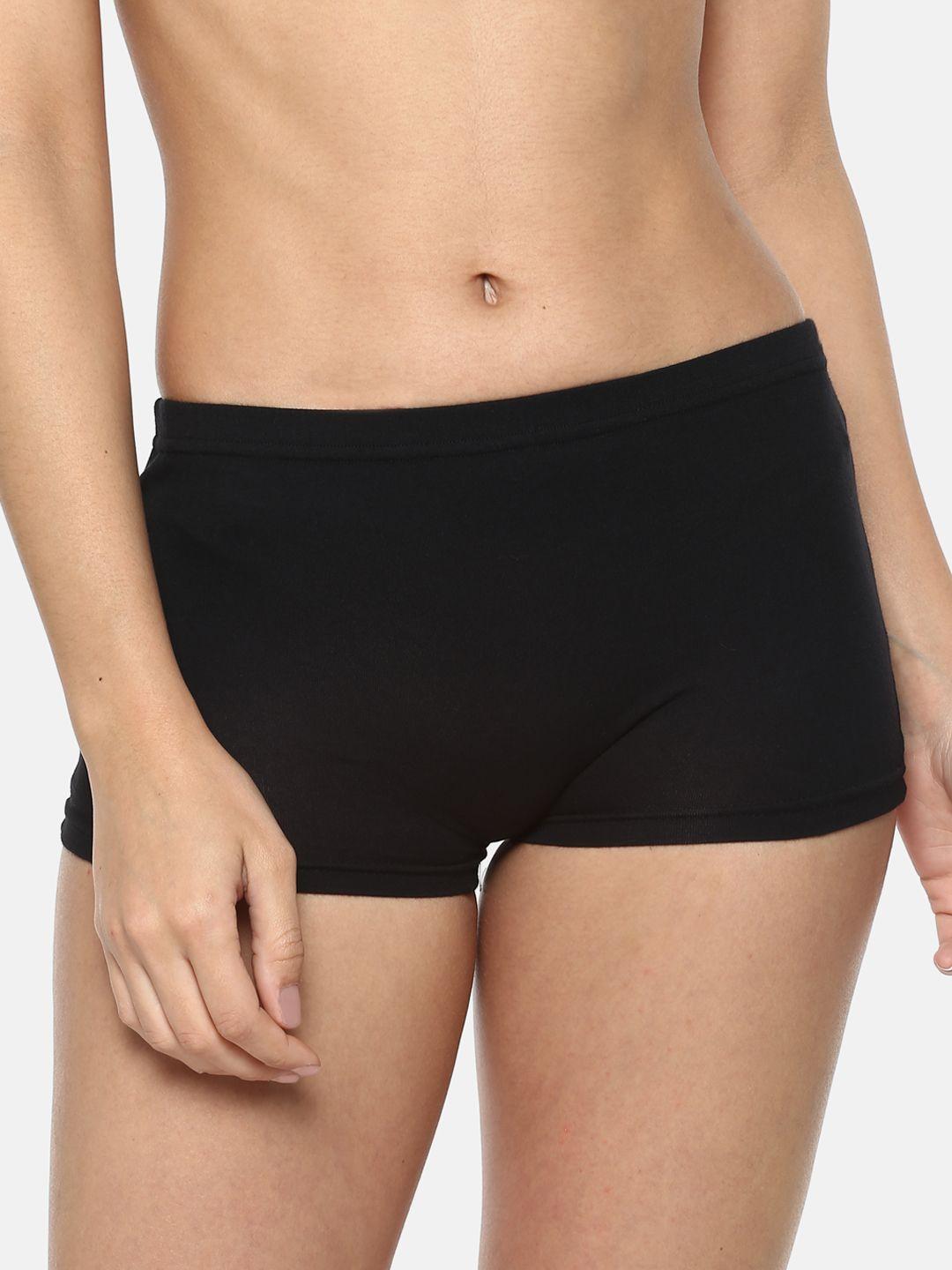 leading lady women black solid boy shorts