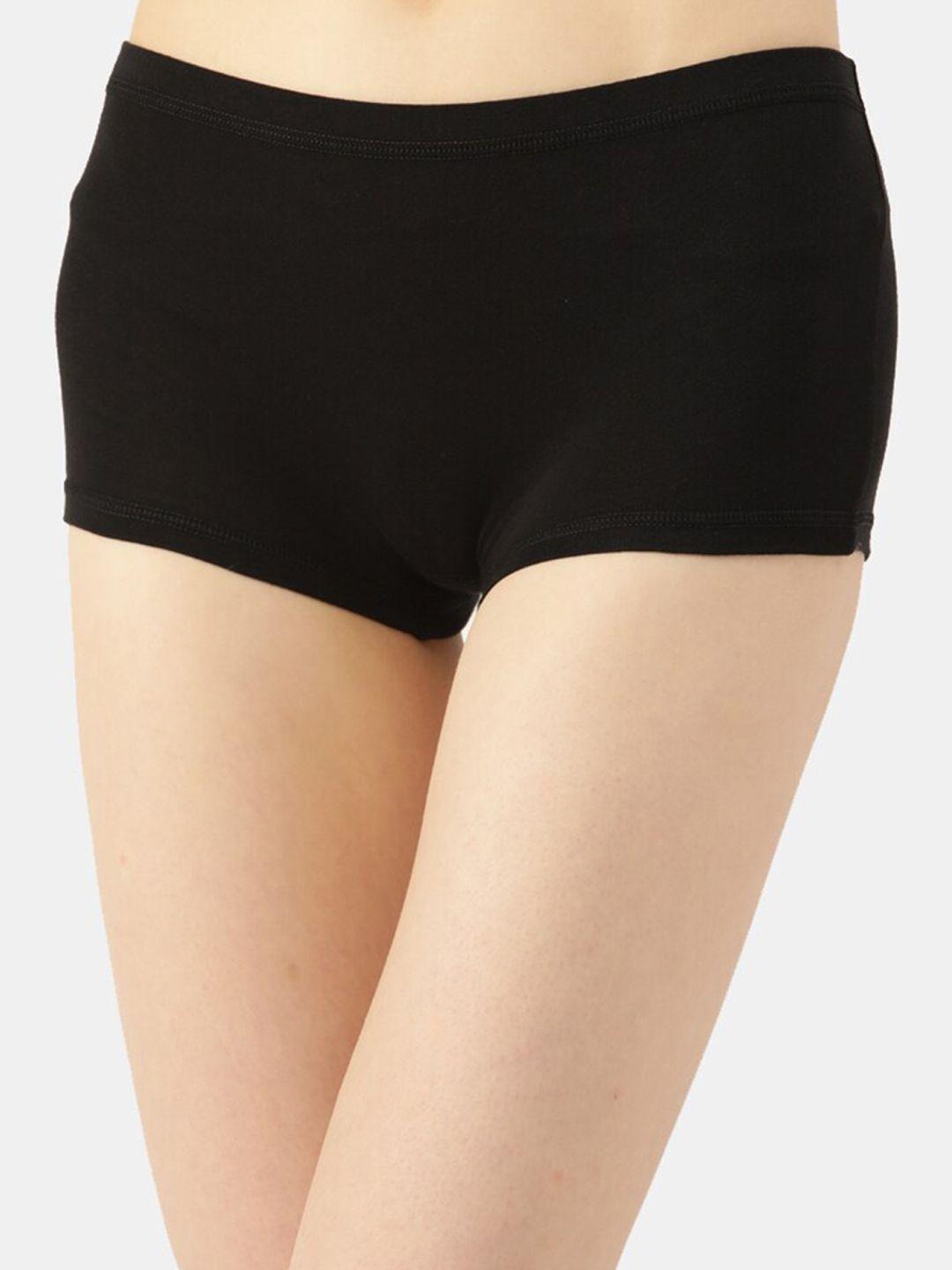 leading lady women black solid boyshorts briefs