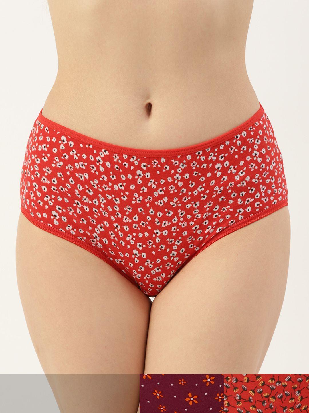 leading lady women pack of 3 floral print high-rise full hipster briefs fb-7001-3