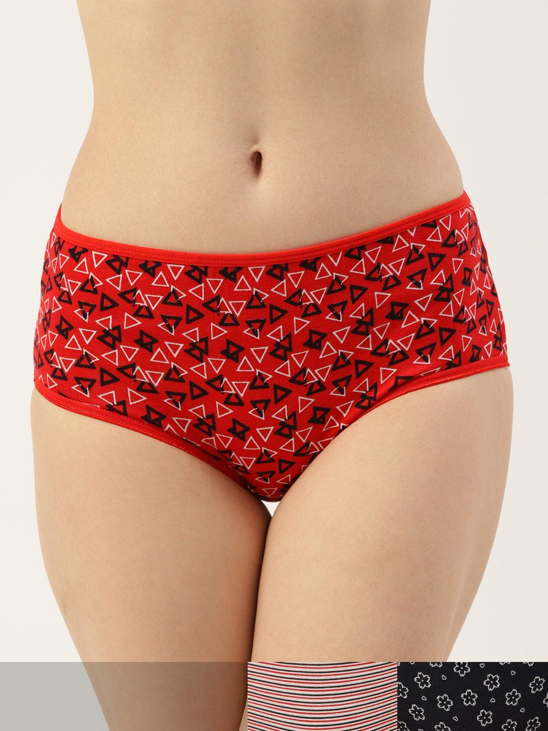 leading lady women pack of 3 printed high-rise full hipster briefs fb-7003-3