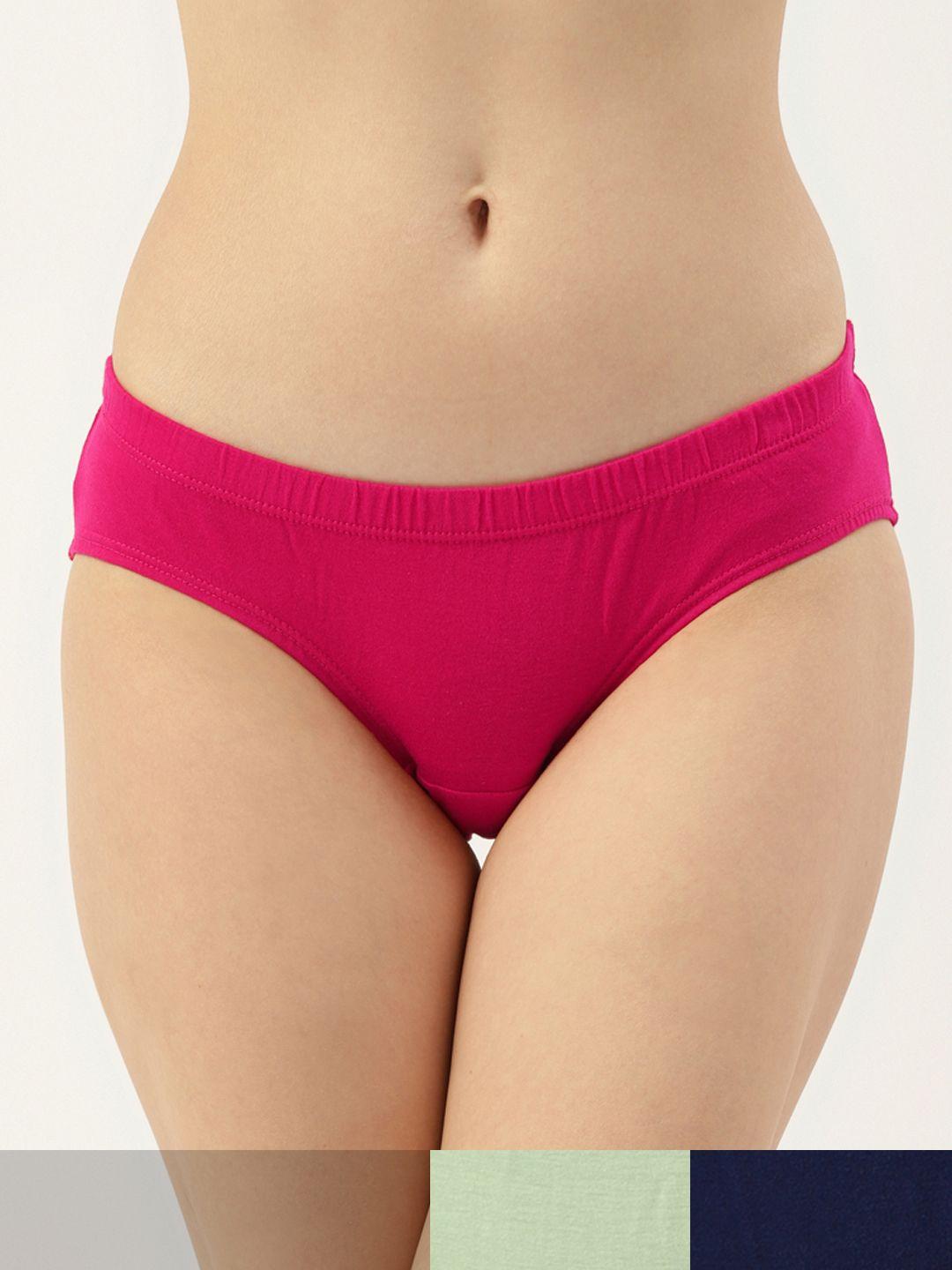 leading lady women pack of 3 solid pure cotton hipster briefs hip-9025-3