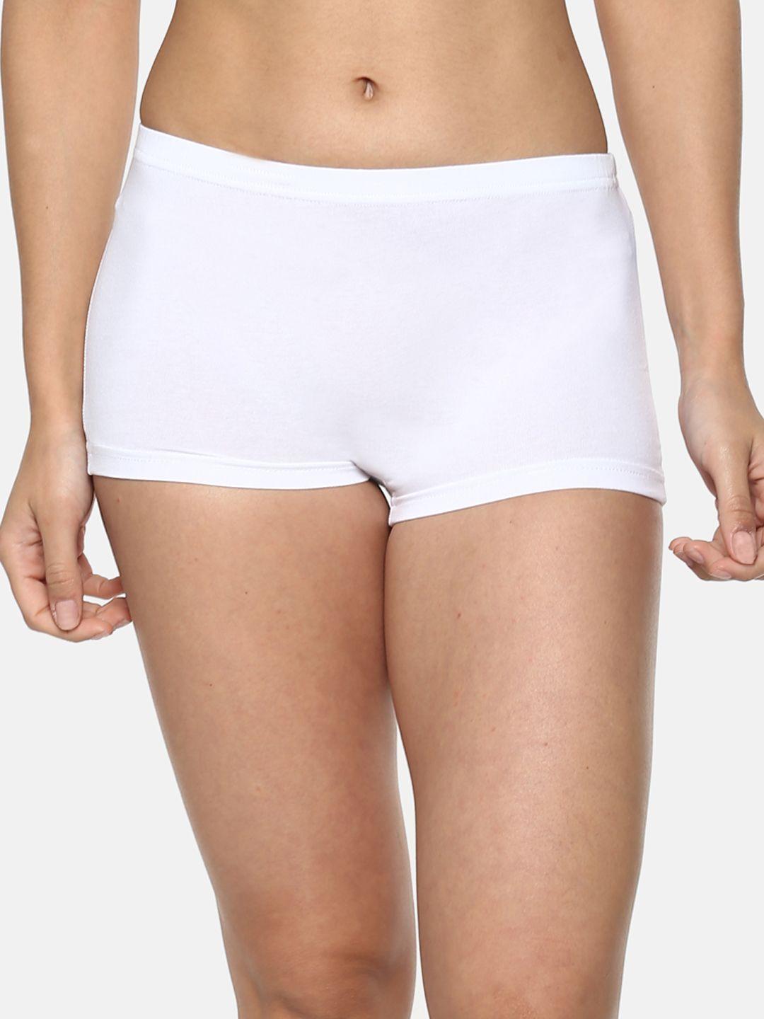 leading lady women white solid boy shorts