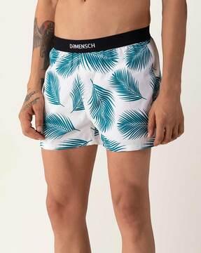 leaf print boxer with elasticated waist
