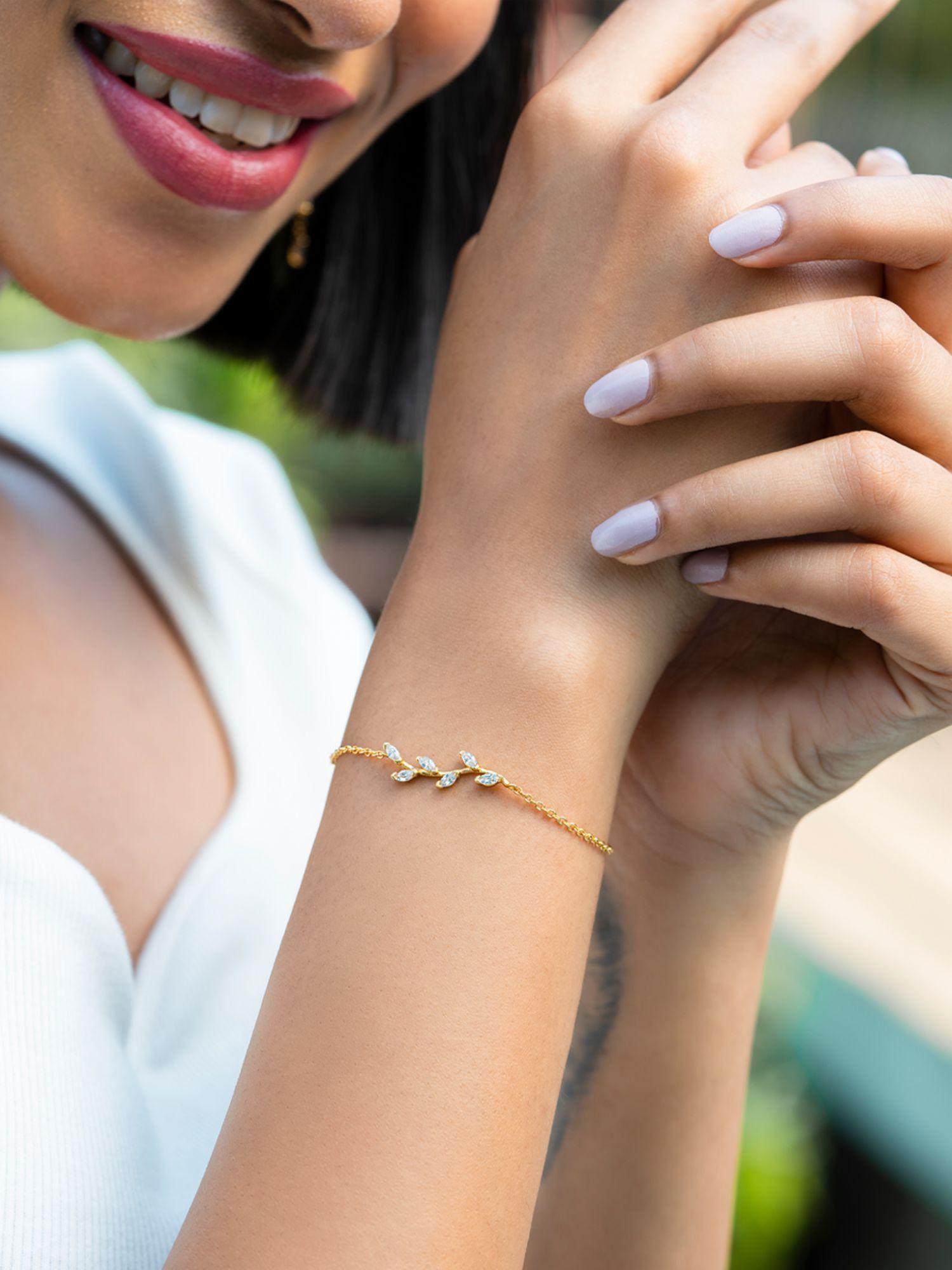 leaf a mark bracelet in gold plated 925 silver