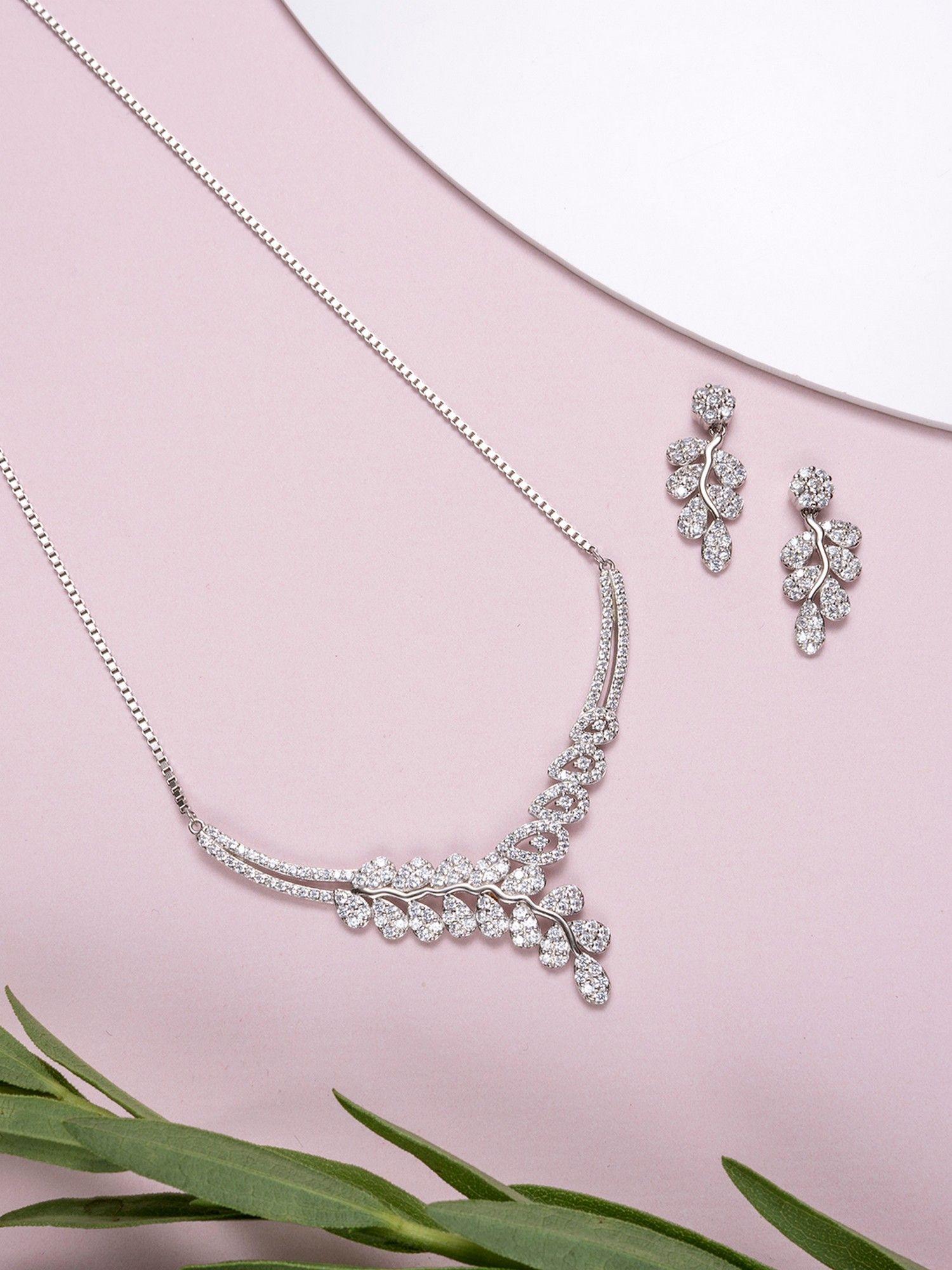 leaf-droplet 925 silver jewellery set