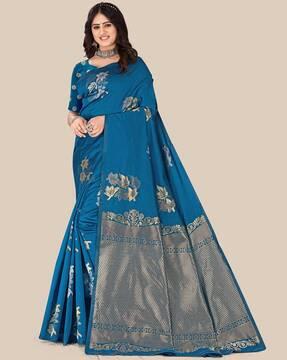 leaf pattern saree with zari border