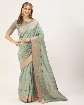 leaf pattern saree