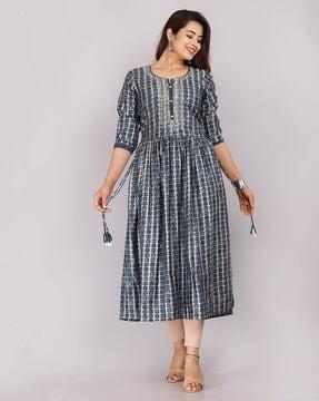 leaf print a-line kurta