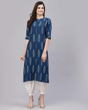 leaf print a-line kurta