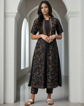 leaf print a-line kurta