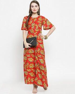 leaf print a-line kurta