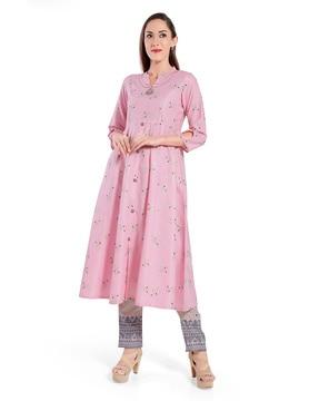 leaf print anarkali kurta