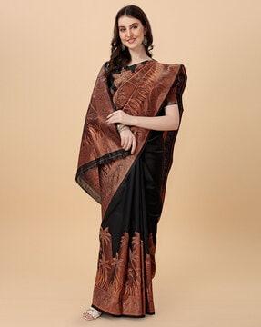 leaf print banarasi saree