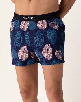 leaf print boxers with elasticated waistband