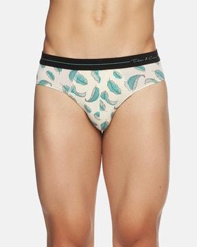 leaf print brief with elasticated waist