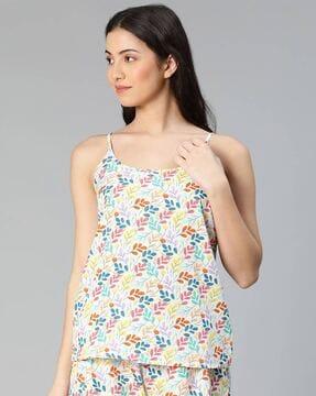 leaf print camisole with adjustable strap