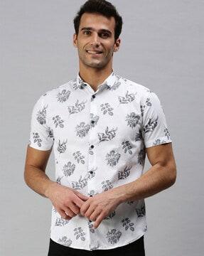 leaf print classic shirt