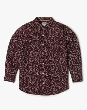 leaf print cotton shirt