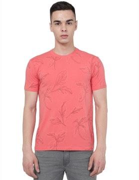 leaf print crew-neck t-shirt