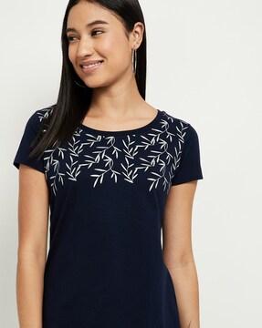 leaf print crew-neck t-shirt