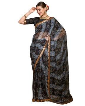 leaf print georgette saree