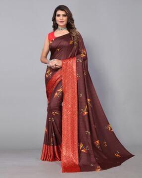 leaf print georgette saree