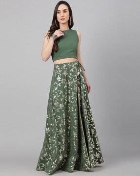 leaf print lehenga choli set