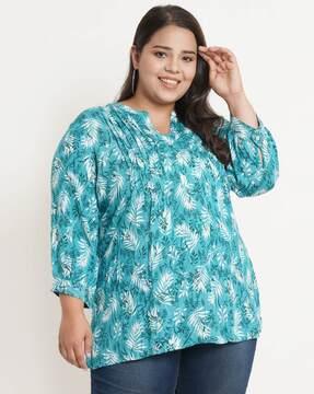 leaf print pleated tunic