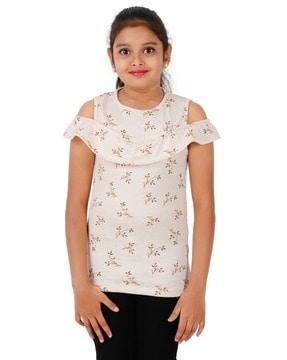 leaf print round-neck t-shirt