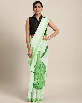 leaf print saree