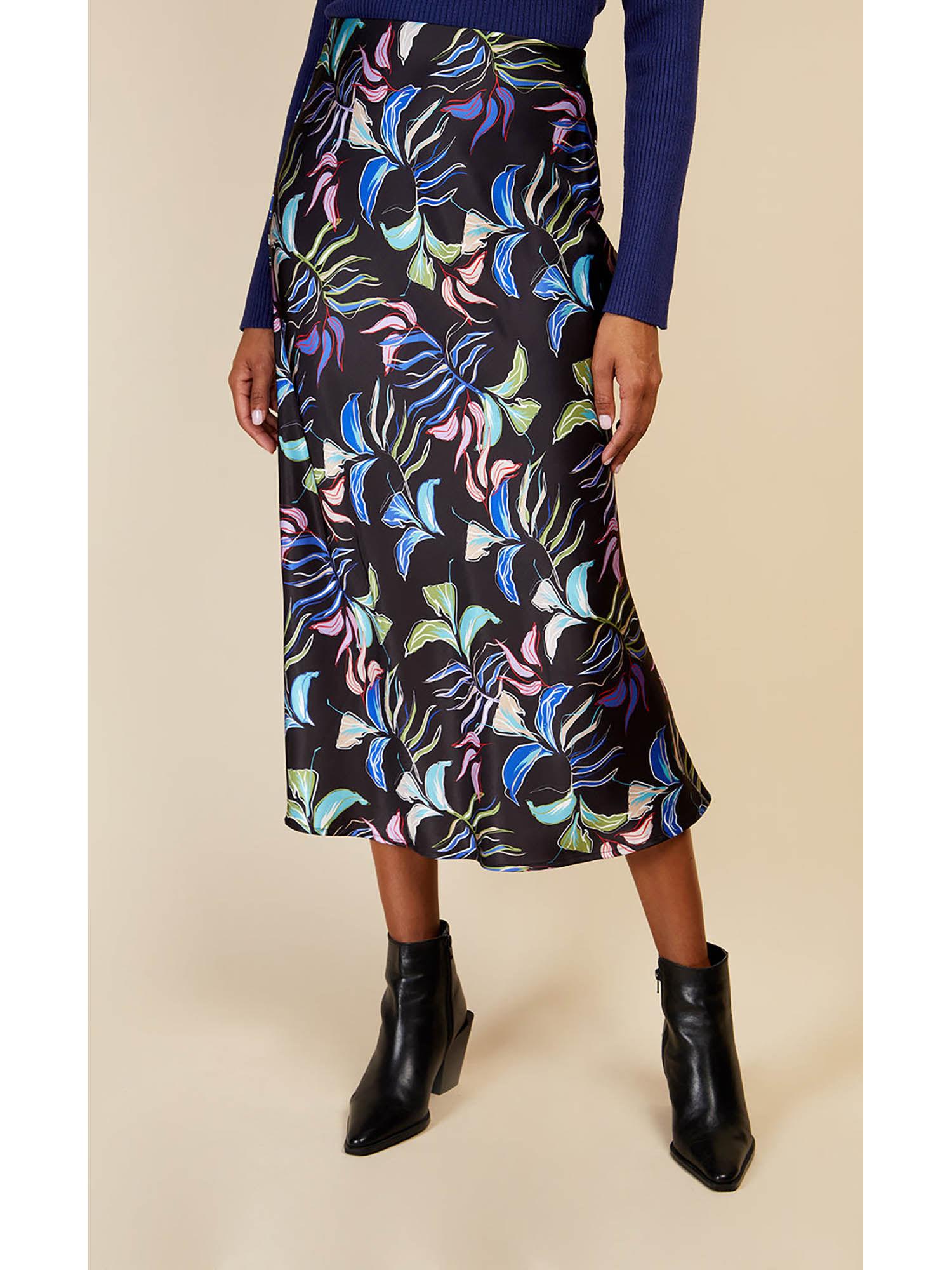 leaf print satin midi slip skirt by vogue williams