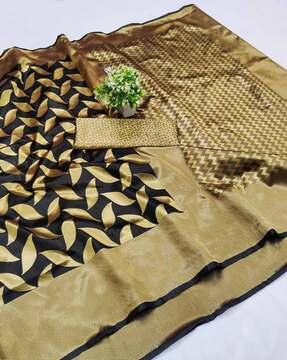 leaf print silk saree