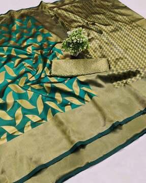 leaf print silk saree