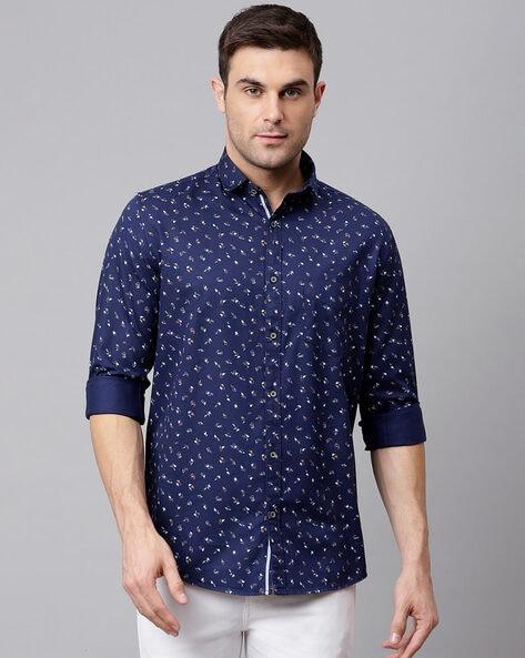 leaf print slim fit shirt