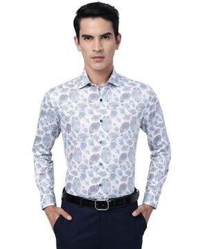 leaf print slim fit shirt