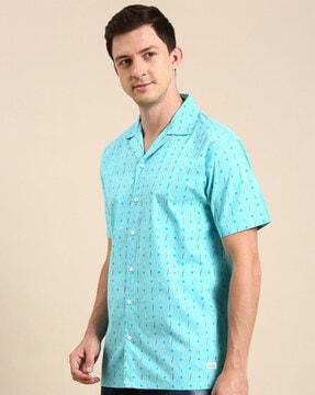 leaf print slim fit shirt