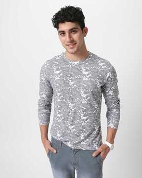 leaf print slim fit t-shirt