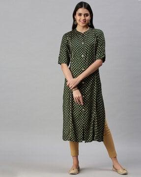 leaf print straight kurta