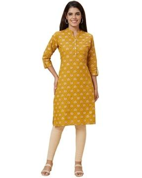 leaf print straight kurta