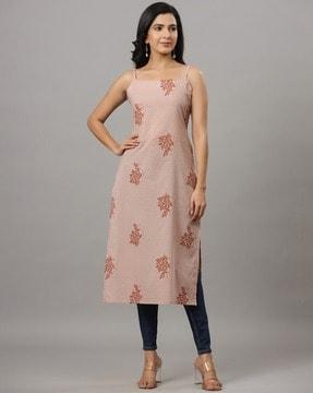 leaf print straight kurta