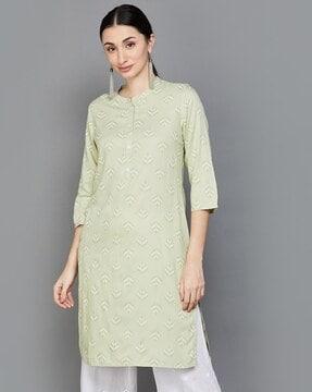 leaf print straight kurta