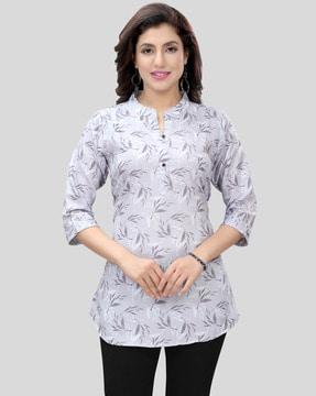 leaf print straight kurti